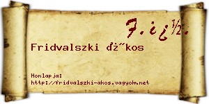 Fridvalszki Ákos névjegykártya